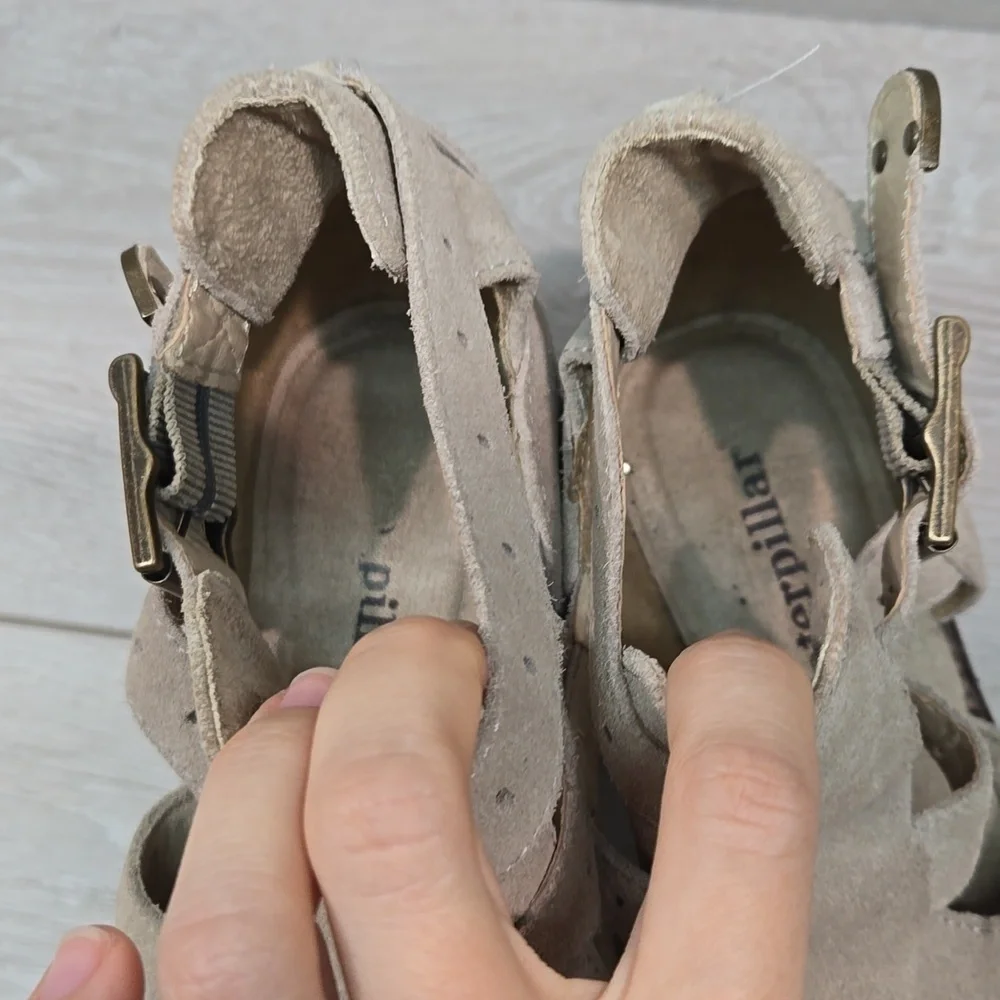 Caterpillar Women Leather Open Toe Heels Sandals shoes sz 10